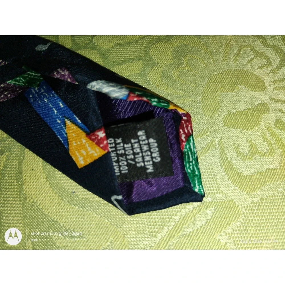 Save The Children Mens Tie Silk Multicolor Musical Cartwheels